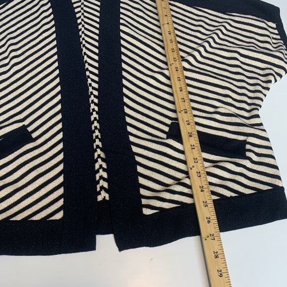 Chico's Travelers Sweater Women 2 Medium Cardigan Knit Jacket Striped Open Front - Picture 8 of 8